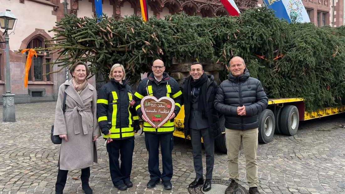 FW-F: Feuerwehr-Weihnachtsbaum Florian auf dem Römerberg - Bild: presseportal.de