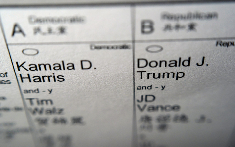 Bei der US-Wahl treten die Demokratin Kamala Harris und der Republikaner Donald Trump gegeneinander an. (Archivbild)  - Foto: Patrick Sison/AP