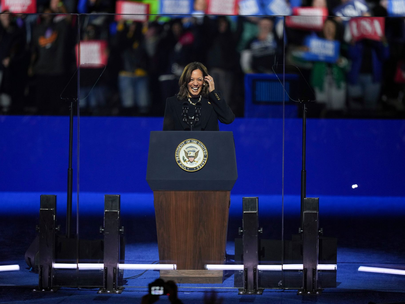 «Heute Abend beenden wir es so, wie wir es begonnen haben, mit Optimismus, mit Energie und mit Freude», sagt Harris.   - Foto: Matt Slocum/AP/dpa