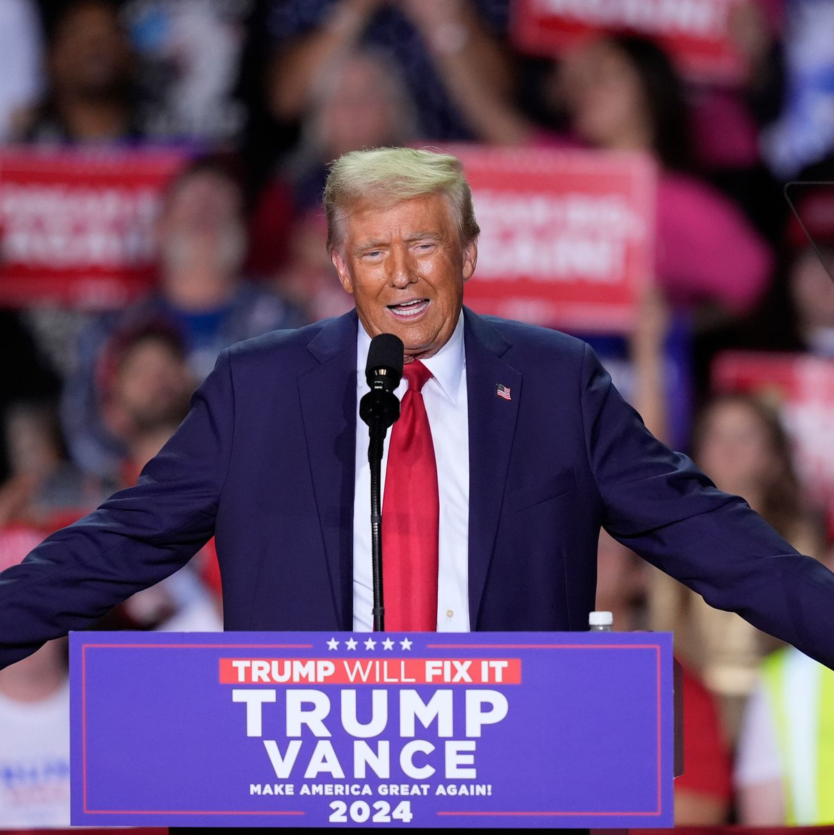 Monolog in Michigan von Trump - Foto: Carlos Osorio/AP/dpa