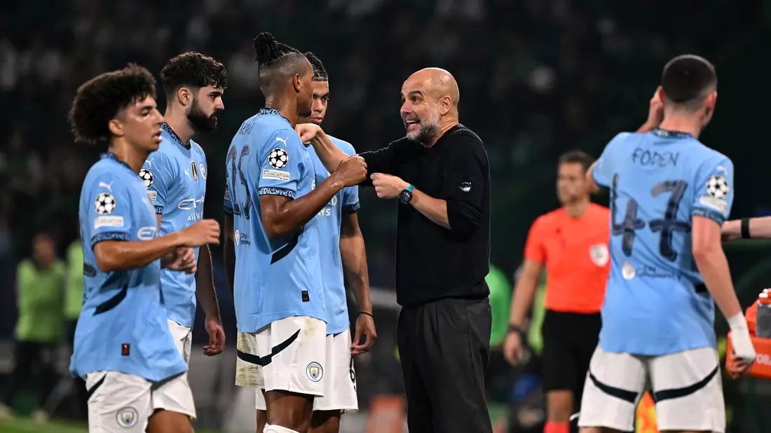 City-Coach Pep Guardiola und seine Spieler haben nach der dritten Niederlage einiges zu besprechen.  - Bild: Zed Jameson/PA Wire/dpa