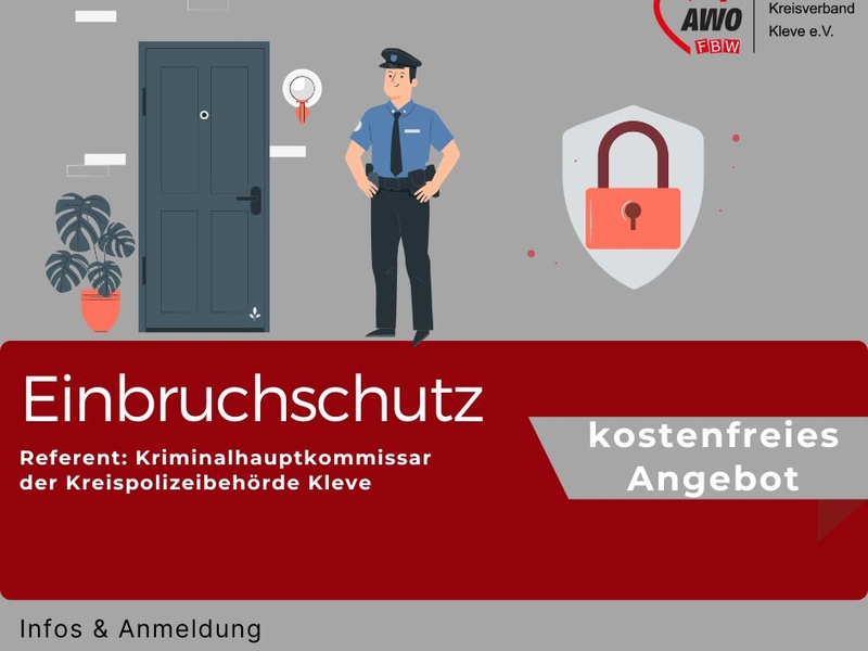 POL-KLE: Nachtragsmeldung zur Meldung vom 14.11.2024: Kreis Kleve - Zum Thema Einbruchschutz: Kreispolizeibehörde Kleve und AWO Familienbildungswerk bieten kostenfreie Vorträge an - Foto: presseportal.de