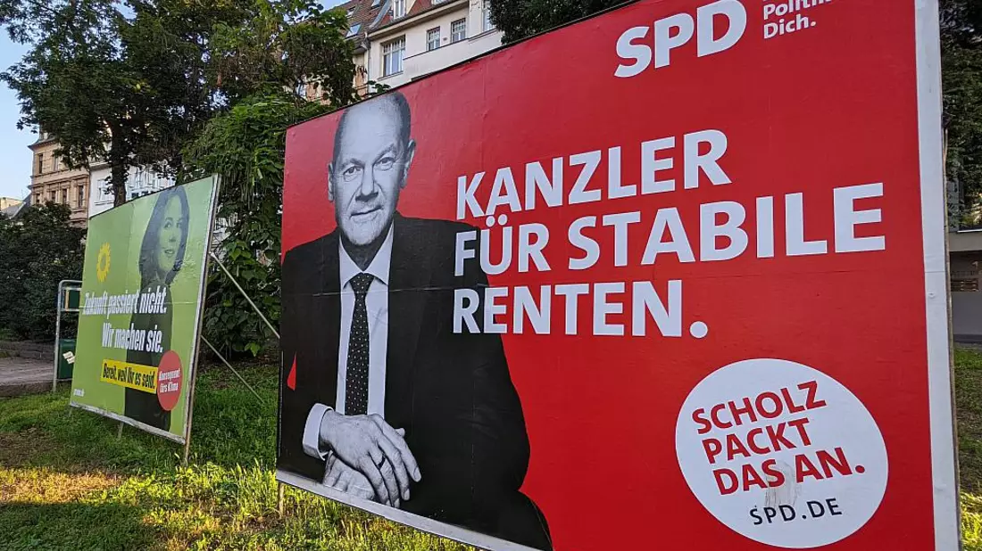 Wahlplakate von Grünen und SPD zur Bundestagswahl 2021 (Archiv) - Bild: über dts Nachrichtenagentur
