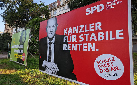 Wahlplakate von Grünen und SPD zur Bundestagswahl 2021 (Archiv) - Foto: über dts Nachrichtenagentur