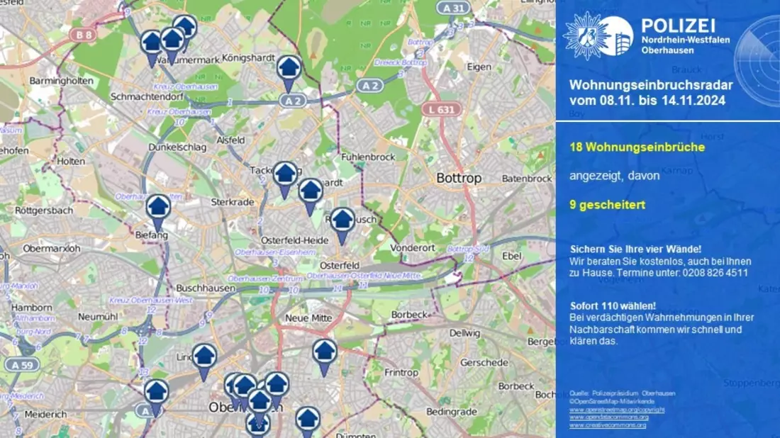 POL-OB: Wohnungseinbruchsradar in Oberhausen - Bild: presseportal.de