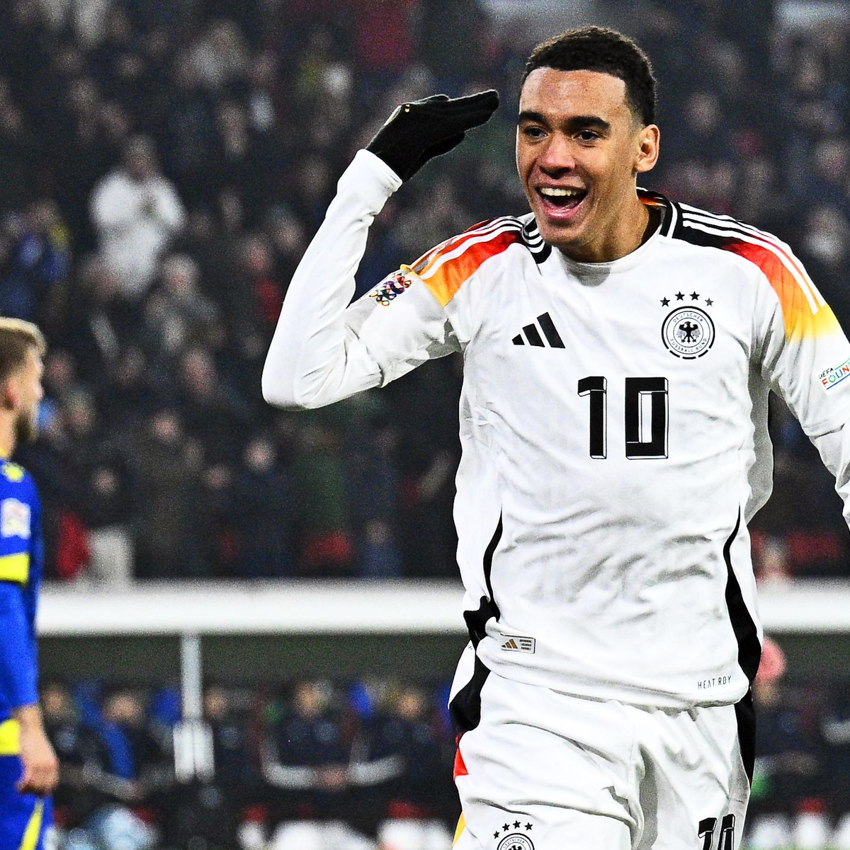 Jamal Musiala verzückte mit seinem schnellen Kopfballtor.  - Foto: Tom Weller/dpa