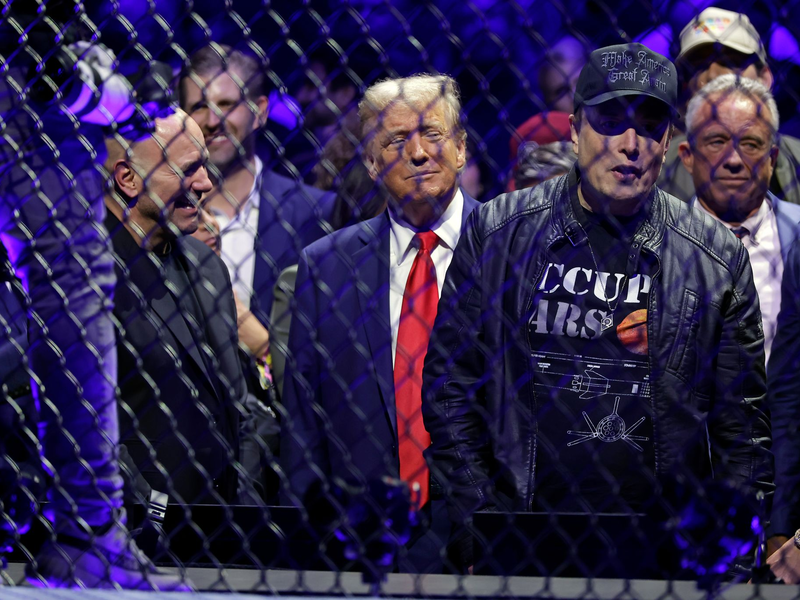 Trump und Musk bei Kampfsport-Spektakel in New York. - Foto: Adam Hunger/AP/dpa