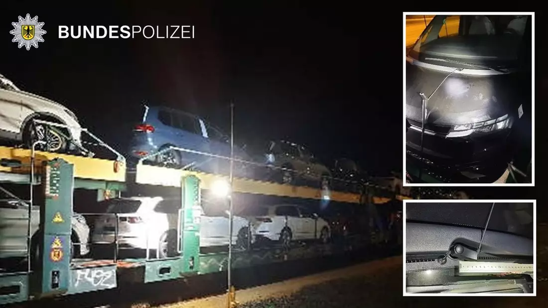 Bundespolizeidirektion München: Neufahrzeuge auf Autotransportzug beschädigt / Circa 50.000 Euro Vandalismusschaden - Bundespolizei sucht nach Zeugen - Bild: presseportal.de
