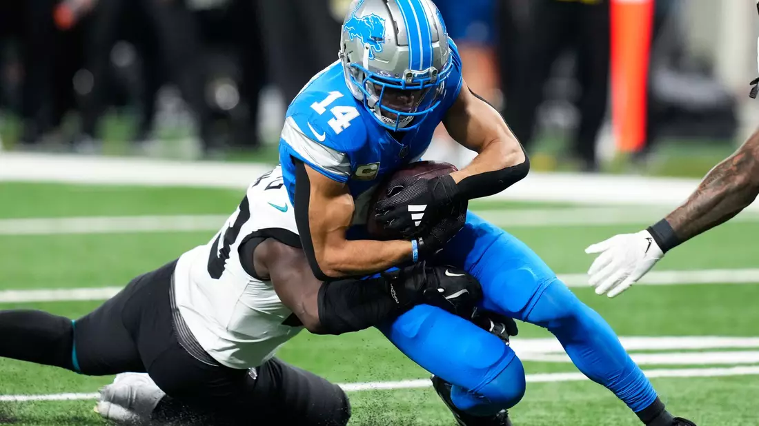 Zwei weitere Touchdowns in einer starken Saison: Amon-Ra St. Brown und die Detroit Lions dominieren in der NFL. - Bild: Carlos Osorio/AP/dpa