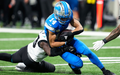 Zwei weitere Touchdowns in einer starken Saison: Amon-Ra St. Brown und die Detroit Lions dominieren in der NFL. - Foto: Carlos Osorio/AP/dpa Zwei weitere Touchdowns in einer starken Saison: Amon-Ra St. Brown und die Detroit Lions dominieren in der NFL. - Foto: Carlos Osorio/AP/dpa