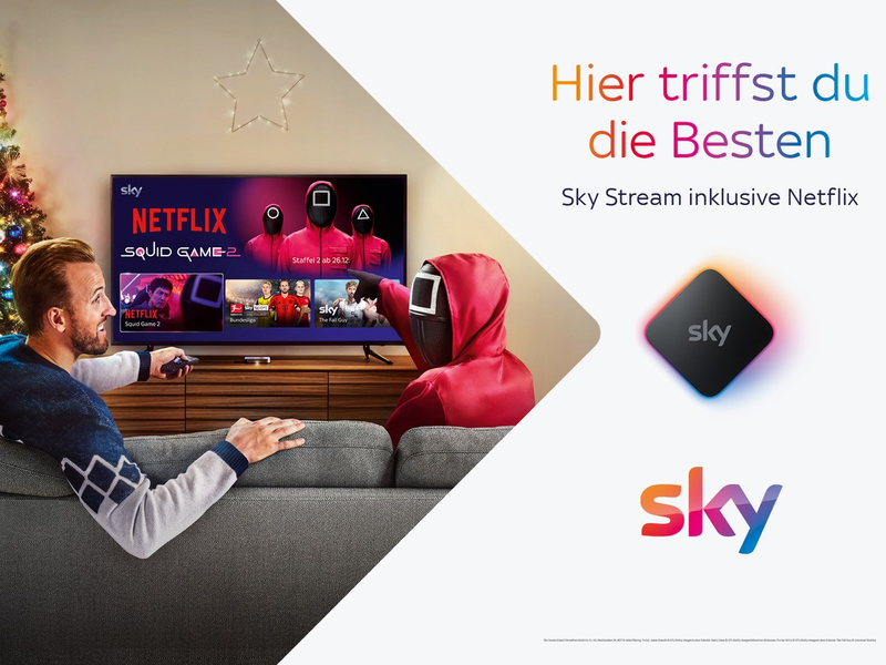 Sky Deutschland gewinnt Harry Kane als Sky Stream Markenbotschafter und setzt exklusive Marketing-Kampagne mit Netflix zum Launch von Squid Game S2 um - Foto: presseportal.de
