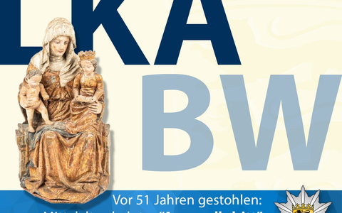 LKA-BW: Vor 51 Jahren gestohlene Mittelalterskulptur kehrt am 22. November nach Wiesensteig zurück - Landeskriminalamt wird bei Auktion in der Schweiz fündig - Foto: presseportal.de