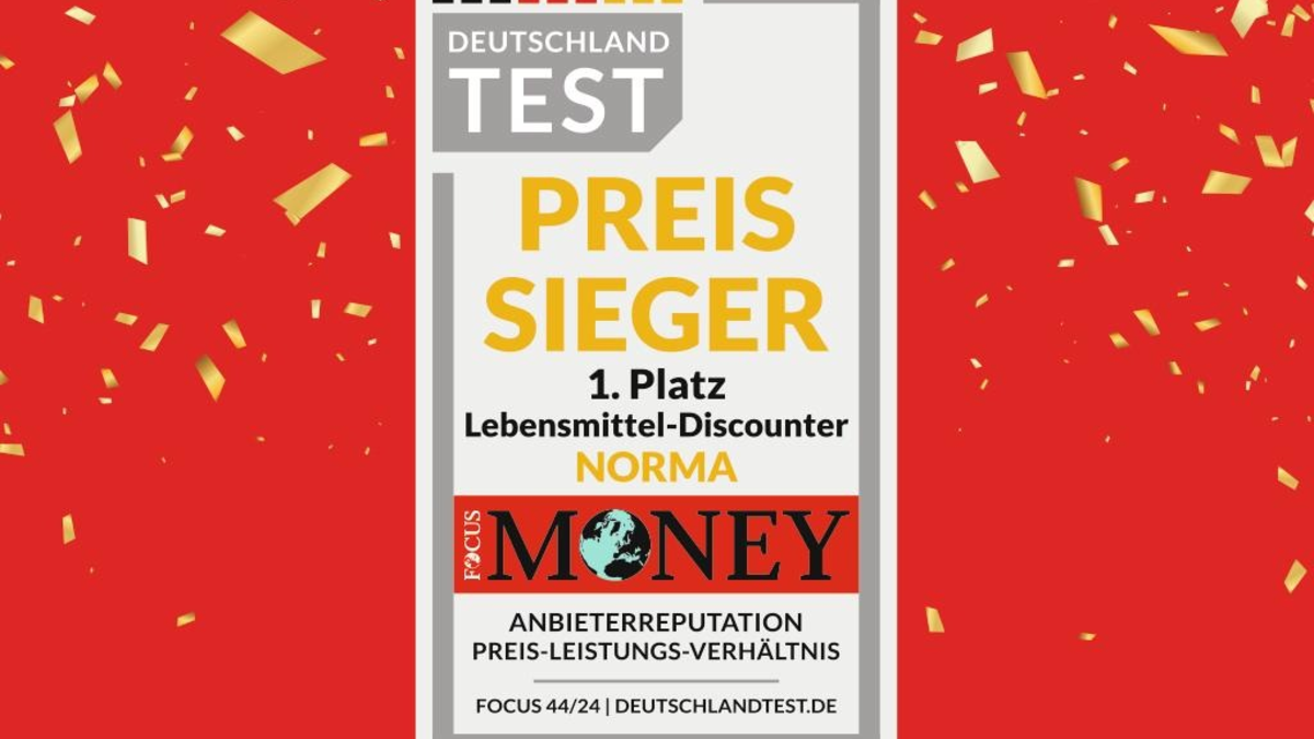 Zum vierten Mal in Folge: NORMA wird von FOCUS MONEY als Deutschlands Preissieger 2024 ausgezeichnet / Top-Verbraucherbewertung für Nürnberger Lebensmittel-Discounter im November 2024 - Foto: presseportal.de