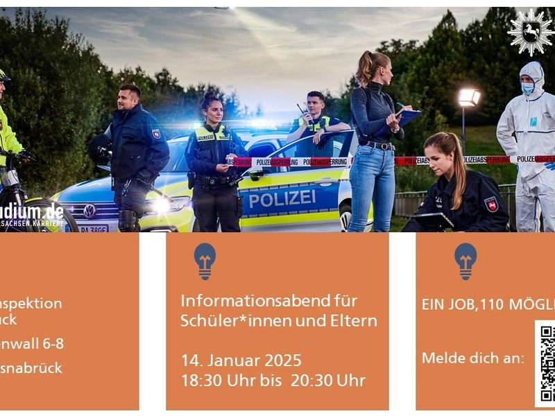 POL-OS: Komm ins Team Polizei!- Informationsabend bei der Polizei Osnabrück für Eltern und Schüler - Foto: presseportal.de