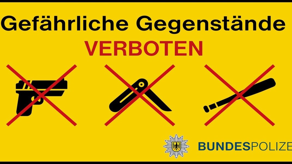 Bundespolizeidirektion München: Bundespolizeidirektion München erlässt temporäre Mitführverbote für gefährliche Gegenstände an acht bayerischen Bahnhöfen und zwei S-Bahnhaltepunkten in München - Foto: presseportal.de