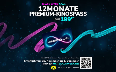 UCI BLACK WEEK DEAL / Unlimited Kino-Flatrate Angebot ab 49 Euro - Foto: presseportal.de UCI BLACK WEEK DEAL / Unlimited Kino-Flatrate Angebot ab 49 Euro - Foto: presseportal.de