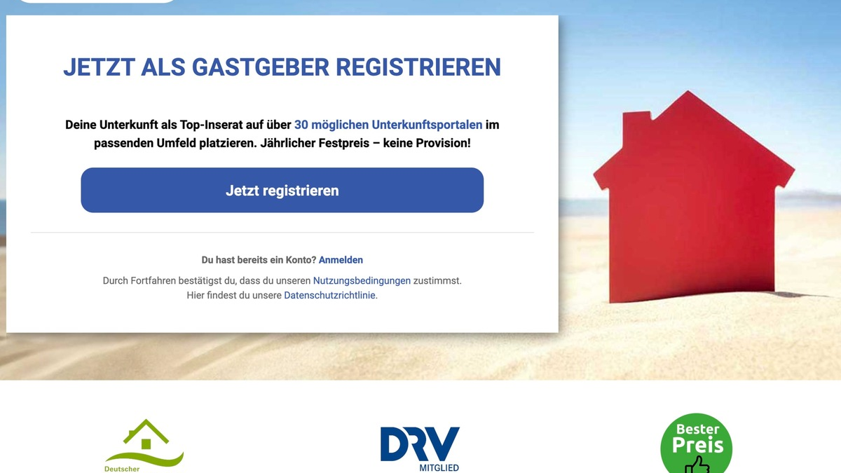 Neuheit: www.Ferienhaus.online und www.Ferienwohnung.online bieten privaten Vermietern Festpreis-Inserate ohne Provision und vielfältige Module zur optimalen Vermarktung von Ferienunterkünften - Foto: presseportal.de