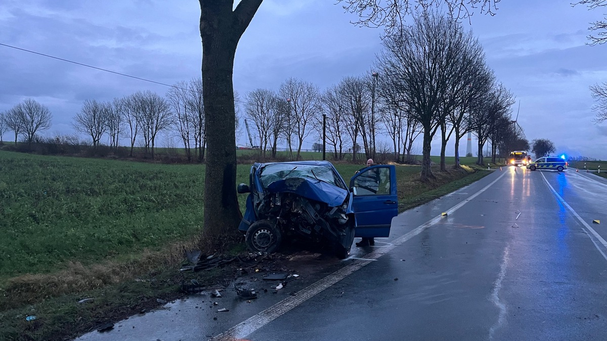 POL-PB: Nach Frontalaufprall gegen Straßenbaum schwer verletzt - Foto: presseportal.de