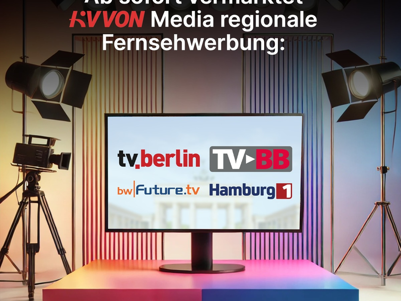 KiVVON Media GmbH: Offizieller Vermarktungspartner für TV Berlin, Hamburg 1, bw future.tv und TV-BB - Produktion und regionale Fernsehwerbung aus einer Hand - Foto: presseportal.de
