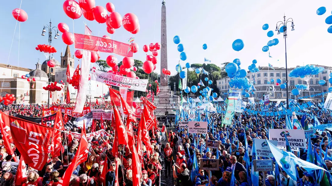 Italiens Gewerkschaften machen gegen die Rechtsregierung von Giorgia Meloni mobil. (Foto: Archiv) - Bild: Roberto Monaldo/LaPresse/AP
