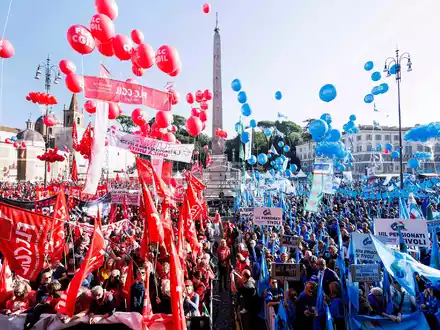 Italiens Gewerkschaften machen gegen die Rechtsregierung von Giorgia Meloni mobil. (Foto: Archiv) - Foto: Roberto Monaldo/LaPresse/AP