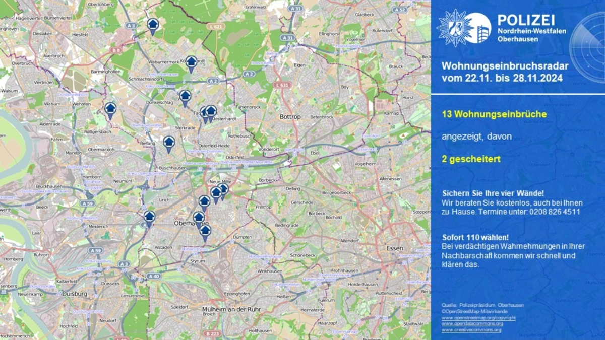 POL-OB: Wohnungseinbruchsradar in Oberhausen - Foto: presseportal.de