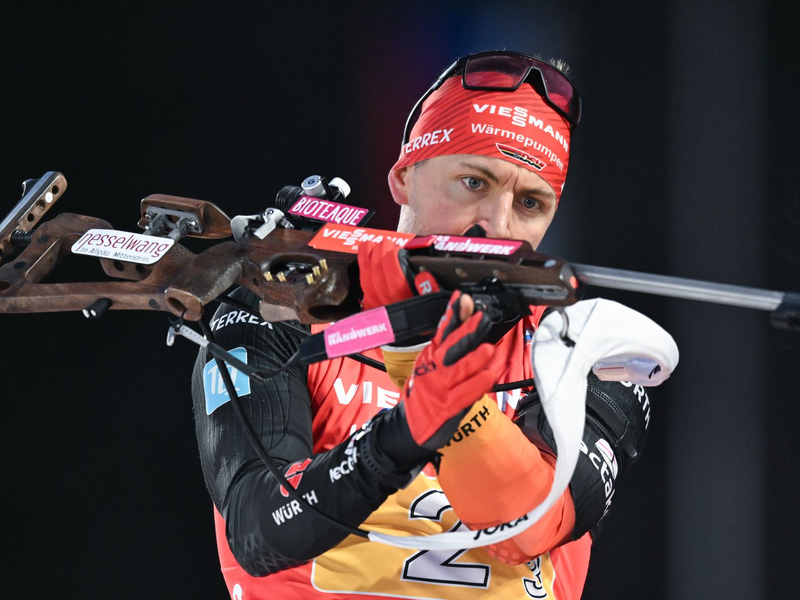 Philipp Nawrath schafft es auf den dritten Platz im Sprint. - Foto: Hendrik Schmidt/dpa