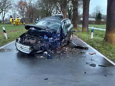 POL-OL: +++ Apen-Nordloh: Pkw prallt alleinbeteiligt gegen einen Baum +++ - Foto: presseportal.de