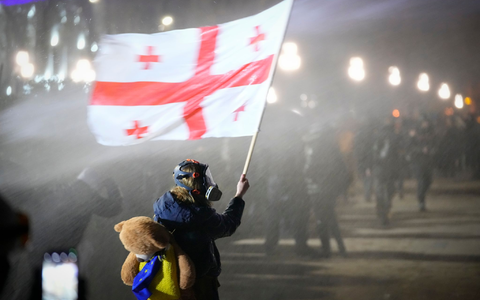 Bei den proeuropäischen Protesten in Georgien kommt es immer wieder auch zu Gewalt. - Foto: Pavel Bednyakov/AP/dpa