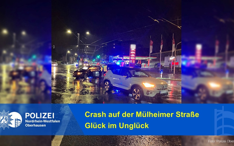 POL-OB: Crash auf der Mülheimer Straße - Glück um Unglück - Foto: presseportal.de