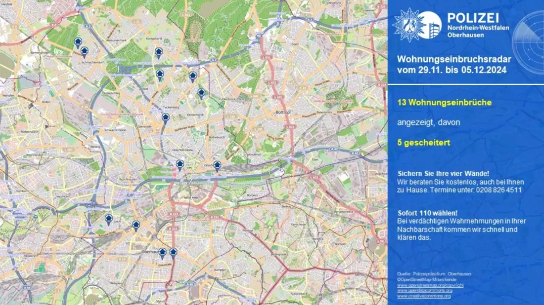 POL-OB: Wohnungseinbruchsradar in Oberhausen - Bild: presseportal.de