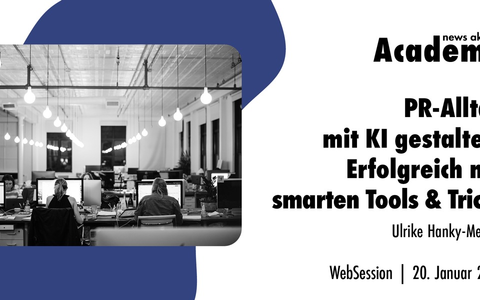 PR-Alltag mit KI gestalten: Erfolgreich mit smarten Tools & Tricks / Ein Webinar der news aktuell Academy - Foto: presseportal.de PR-Alltag mit KI gestalten: Erfolgreich mit smarten Tools & Tricks / Ein Webinar der news aktuell Academy - Foto: presseportal.de
