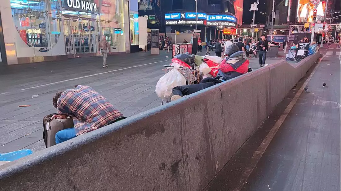 Obdachlose in den USA am Times Square - Bild: über dts Nachrichtenagentur
