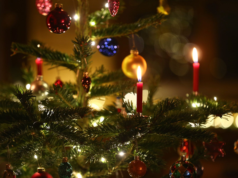 Kerzen brennen in einem Wohnzimmer an einem geschmückten Christbaum: heutzutage oft schon zeitiger im Dezember als früher. (Symbolbild) - Foto: picture alliance / Karl-Josef Hildenbrand/dpa