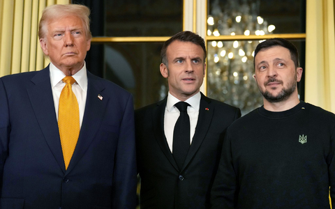 Trump hatte einen Besuch in Paris auch für ein Treffen mit dem französischen und dem ukrainischen Präsidenten genutzt.  - Foto: Aurelien Morissard/AP/dpa