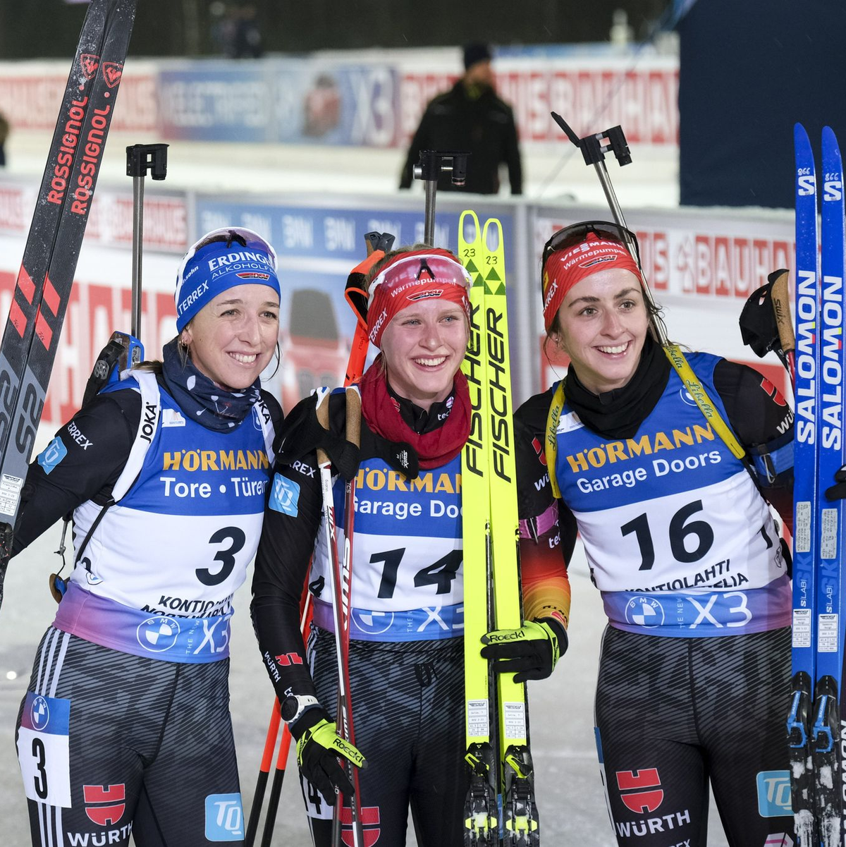 Franziska Preuß, Julia Tannheimer und Vanessa Voigt überzeugten zuletzt in Finnland. - Foto: Minna Raitavuo/Lehtikuva/dpa