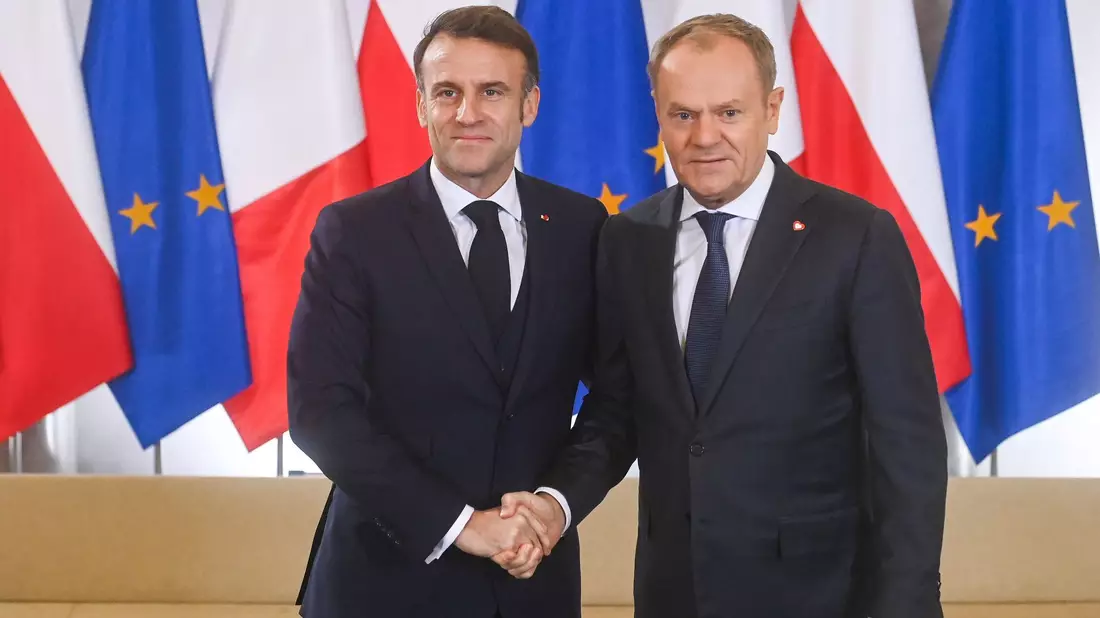 Macron und Tusk beraten über Ukraine.  - Bild: Piotr Nowak/PAP/dpa