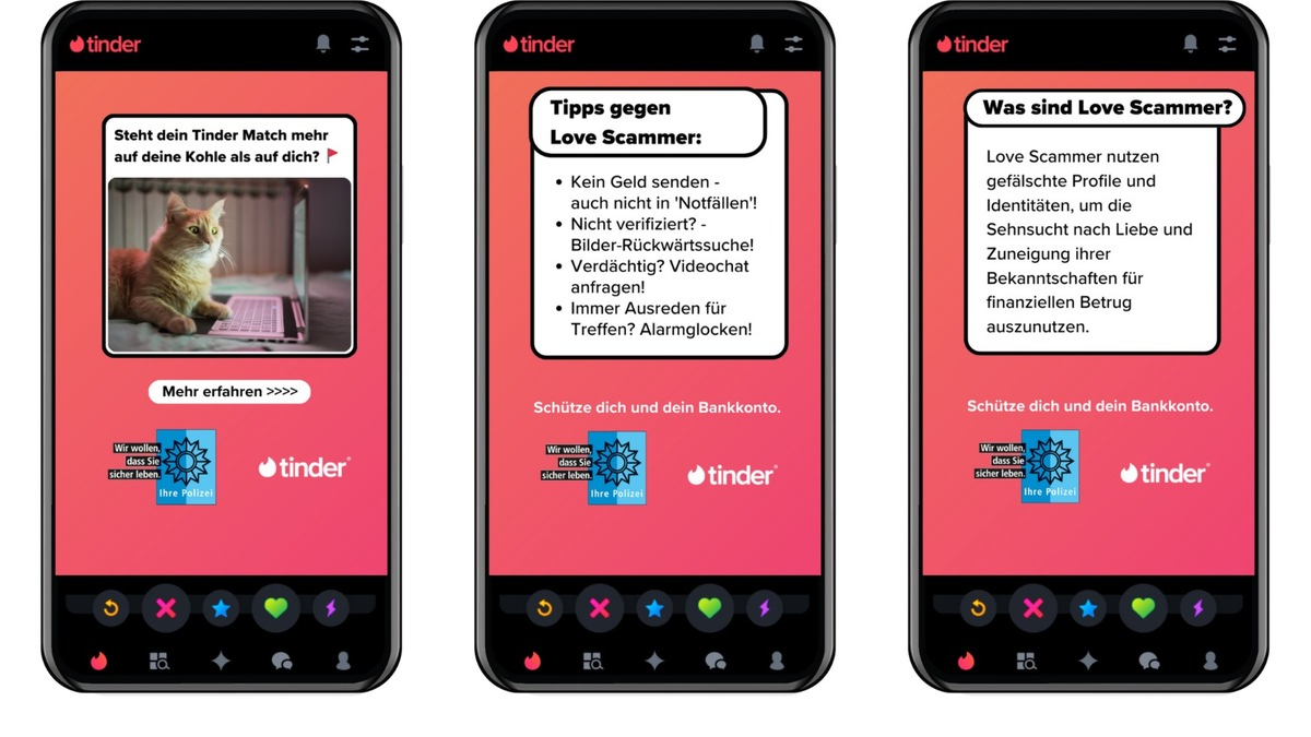 POL-WES: Kreis Wesel - Tinder und die Polizeiliche Kriminalprävention bündeln Kräfte, um deutsche Nutzer:innen vor Love-Scams zu schützen - Foto: presseportal.de