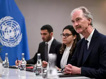 Der Sondergesandte der Vereinten Nationen (UN) für Syrien, Geir Pedersen. - Foto: Andrew Caballero-Reynolds/AFP Pool/AP/dpa
