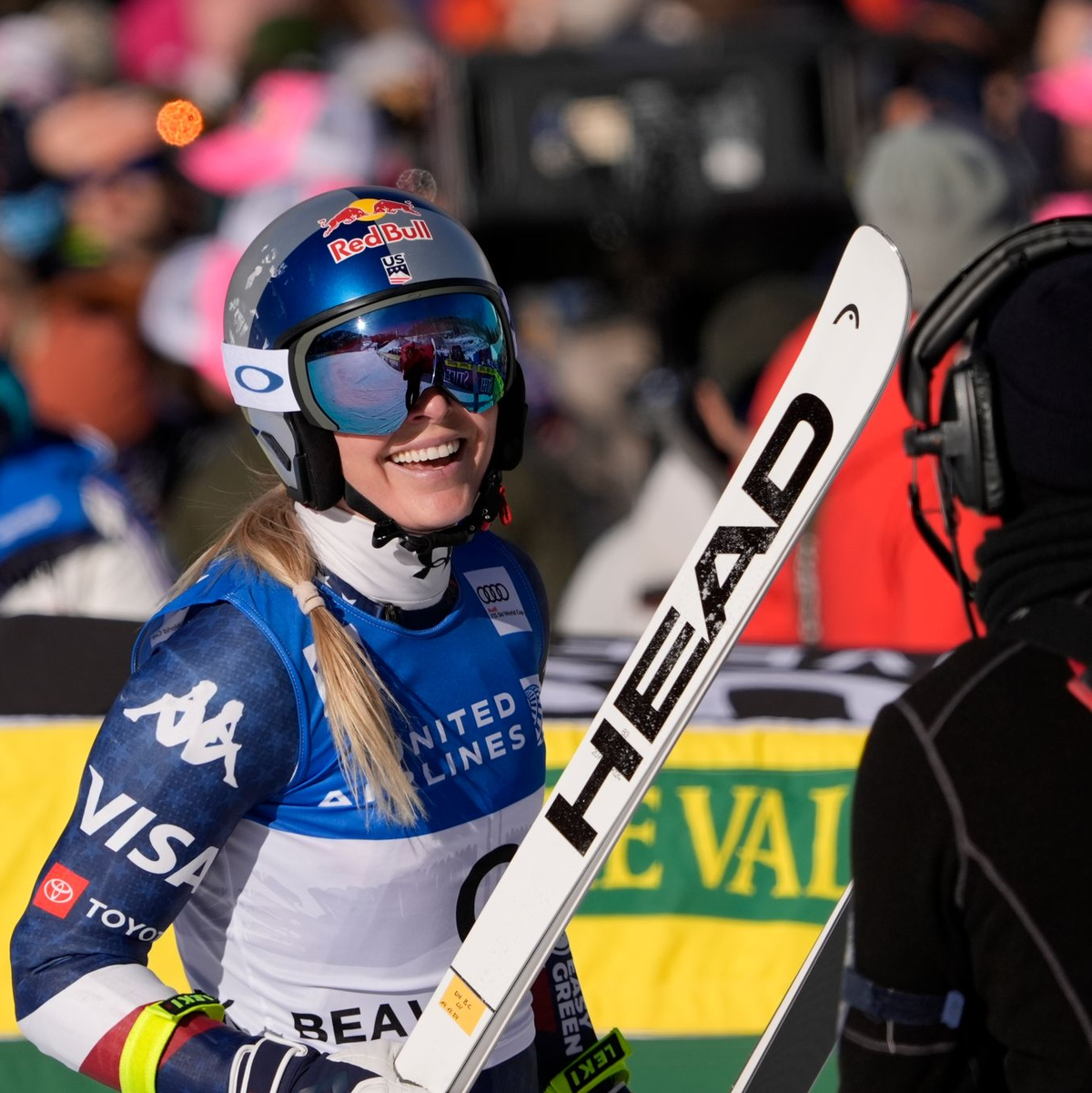 Happy und angriffslustig: Lindsey Vonn. - Foto: Robert F. Bukaty/AP/dpa