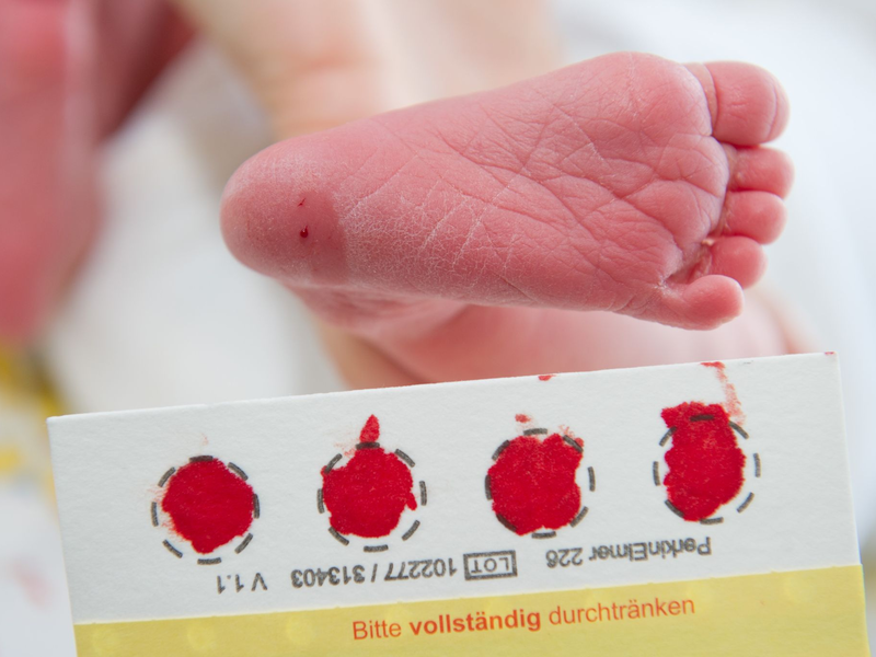 Ein Bluttropfen vom Fuß eines Babys genügt, um viele Krankheit zu erkennen. (Archivbild) - Foto: picture alliance / Stefan Sauer/dpa-Zentralbild/dpa
