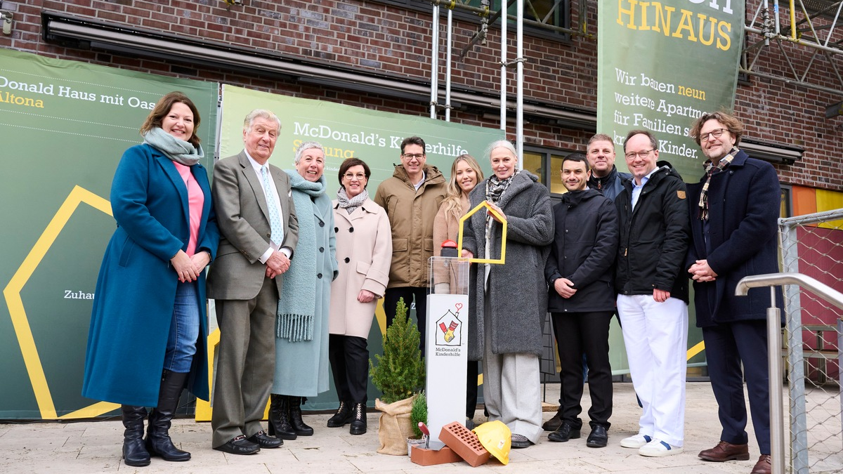 Baustart: Eine weitere Etage im Ronald McDonald Haus mit Oase Hamburg-Altona entsteht auf dem Gelände des Altonaer Kinderkrankenhauses - Foto: presseportal.de
