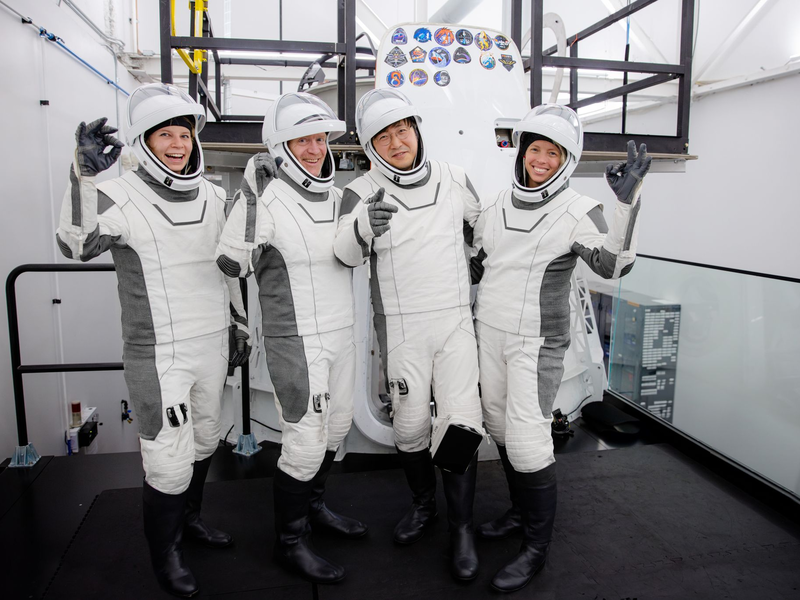 Rabea Rogge, Eric Philips, Chun Wang und  Jannicke Mikkelsen (von links nach rechts) absolvierten ein monatelanges Training in der Kapsel.  - Foto: SpaceX/dpa