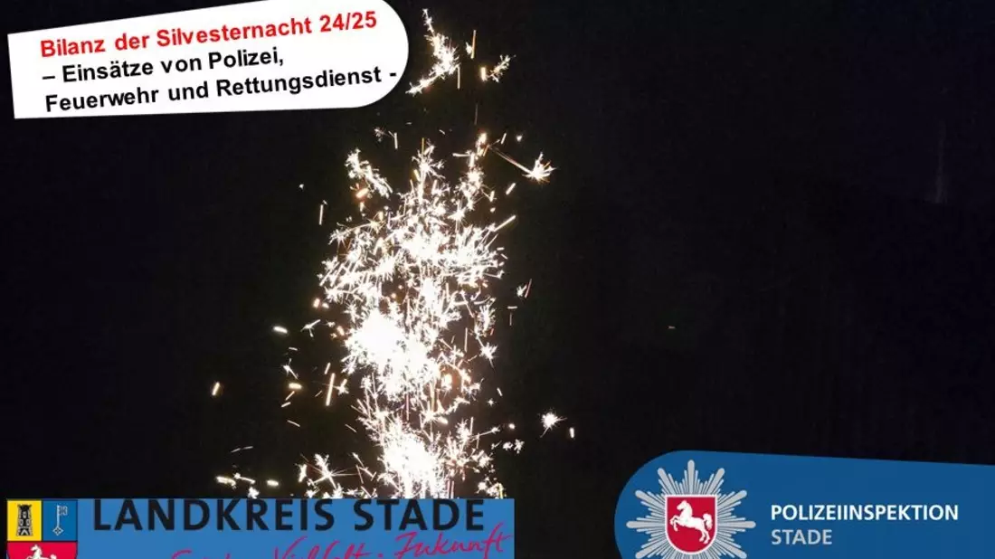 POL-STD: 60 Einsatzsätze für Polizei - 25 Einsätze für Feuerwehr - 31 Einsätze für Rettungsdienst - Bilanz der Silvesternacht im Landkreis Stade - Bild: presseportal.de