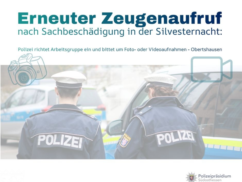 POL-OF: Erneuter Zeugenaufruf nach Sachbeschädigungen in der Silvesternacht: Polizei richtet Arbeitsgruppe ein und bittet um Foto- oder Videoaufnahmen - Foto: presseportal.de