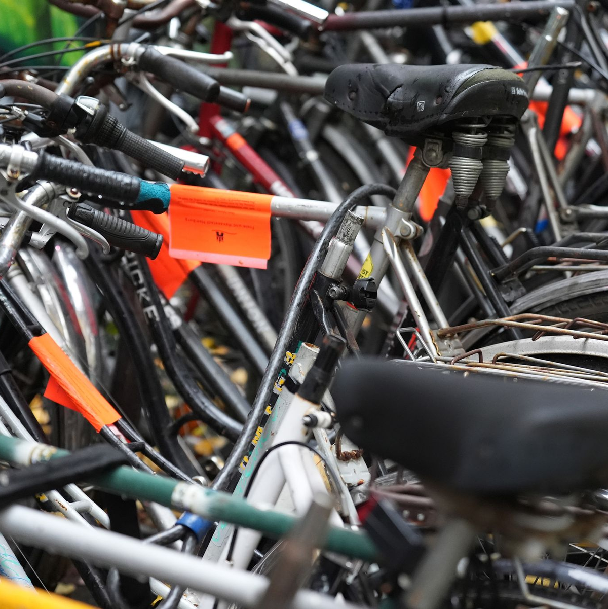 Eine letzte Warnung: Wer diese Markierung sieht, kann sein Rad noch entfernen. (Archivbild) - Foto: Marcus Brandt/dpa