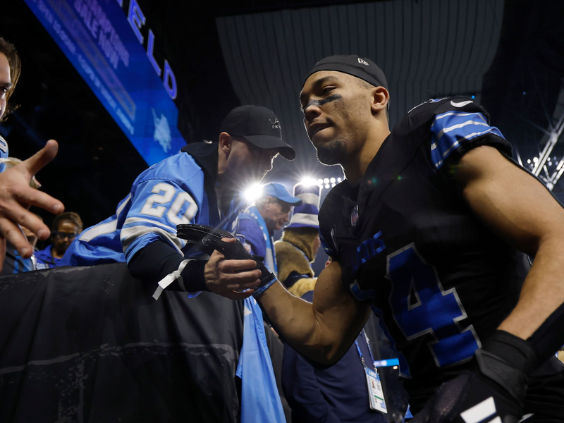 Amon-Ra St. Brown und die Lions gehen erstmals in ihrer Geschichte als Tabellenführer in die Playoffs. - Foto: Rey Del Rio/FR171574 AP/AP/dpa