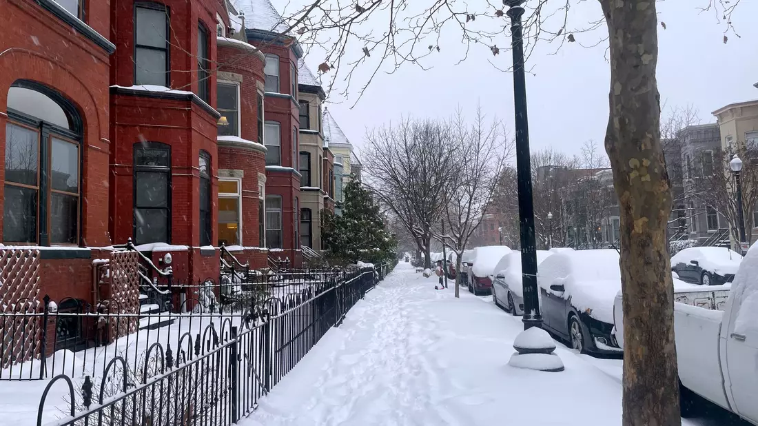 In Washington wachten die Menschen am Morgen mit jeder Menge Schnee auf.  - Bild: Lena Klimkeit/dpa