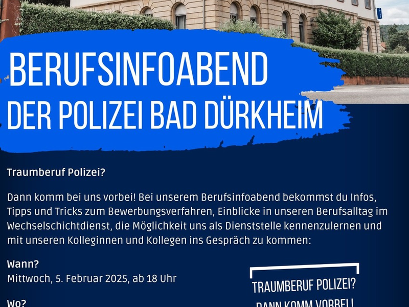 POL-PDNW: Berufsinformationsabend bei der Polizeiinspektion Bad Dürkheim - Foto: presseportal.de