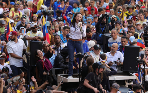 Nach ihrem ersten öffentlichen Auftritt seit Monaten wurde Machado entführt und später wieder freigelassen. - Foto: Jesus Vargas/dpa Nach ihrem ersten öffentlichen Auftritt seit Monaten wurde Machado entführt und später wieder freigelassen. - Foto: Jesus Vargas/dpa